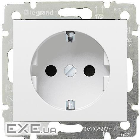 Розетка Legrand Schuko 16А 250В з шторками, автоматичні клеми Valena Classic біла (774222)