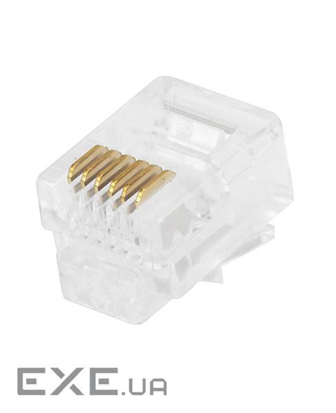 Конектор телефонний FreeEnd-RJ12 (конектор), 6P6C для Flat-кабелю (10 шт.), прозрачний (75.05.0251-1)