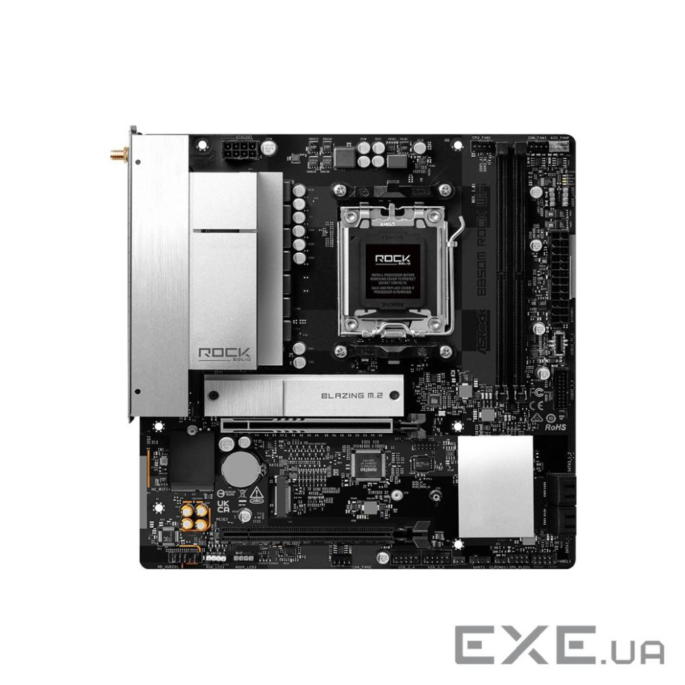 Mатеринська плата sAM5 AMD B850 2xDDR5 DP/HDMI 2xM .2 2.5GbE LAN mATX ASROCK B850M ROCK WIFI