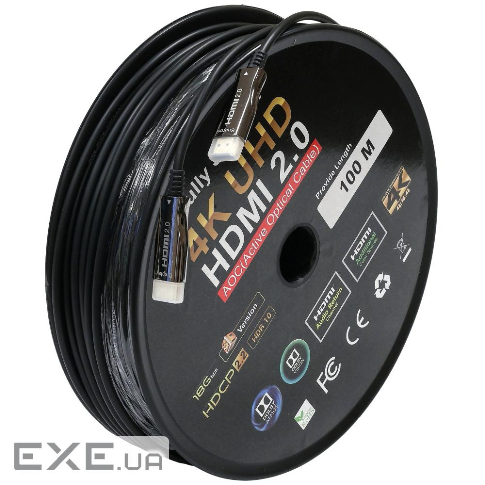 HDMI 2.0 патчкорд 100м з передачею сигнала 4K UHD по оптичному кабелю (AOC) (LW-HA-100)