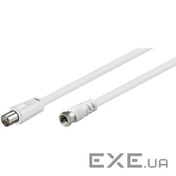 Кабель антенний RF:F-Coaxial M/M,2.5m 75 Ohm 2xShielded D=5.0mm,білий (75.01.1727-10) (75.01.1727-10)