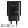 Зарядний пристрій Vinga GaN 65W PD+QC 2C1A ports Wall Charger (VCPCHCCA65B)
