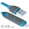 Дата кабель USB 2.0 AM to Lightning + Micro 5P 1.0m blue Defender (87487)