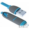 Дата кабель USB 2.0 AM to Lightning + Micro 5P 1.0m blue Defender (87487)