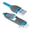 Дата кабель USB 2.0 AM to Lightning + Micro 5P 1.0m blue Defender (87487)