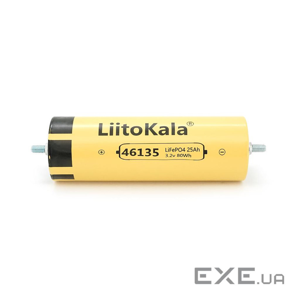Літій-залізо-фосфатний акумулятор LiFePO4 LiitoKala-46135 3.2v 25Ah, Yellow