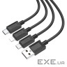 Кабель HOCO X74 3-in-1 USB-A to Lightning/Micro-USB/Type-C 1м Black (6931474767363)