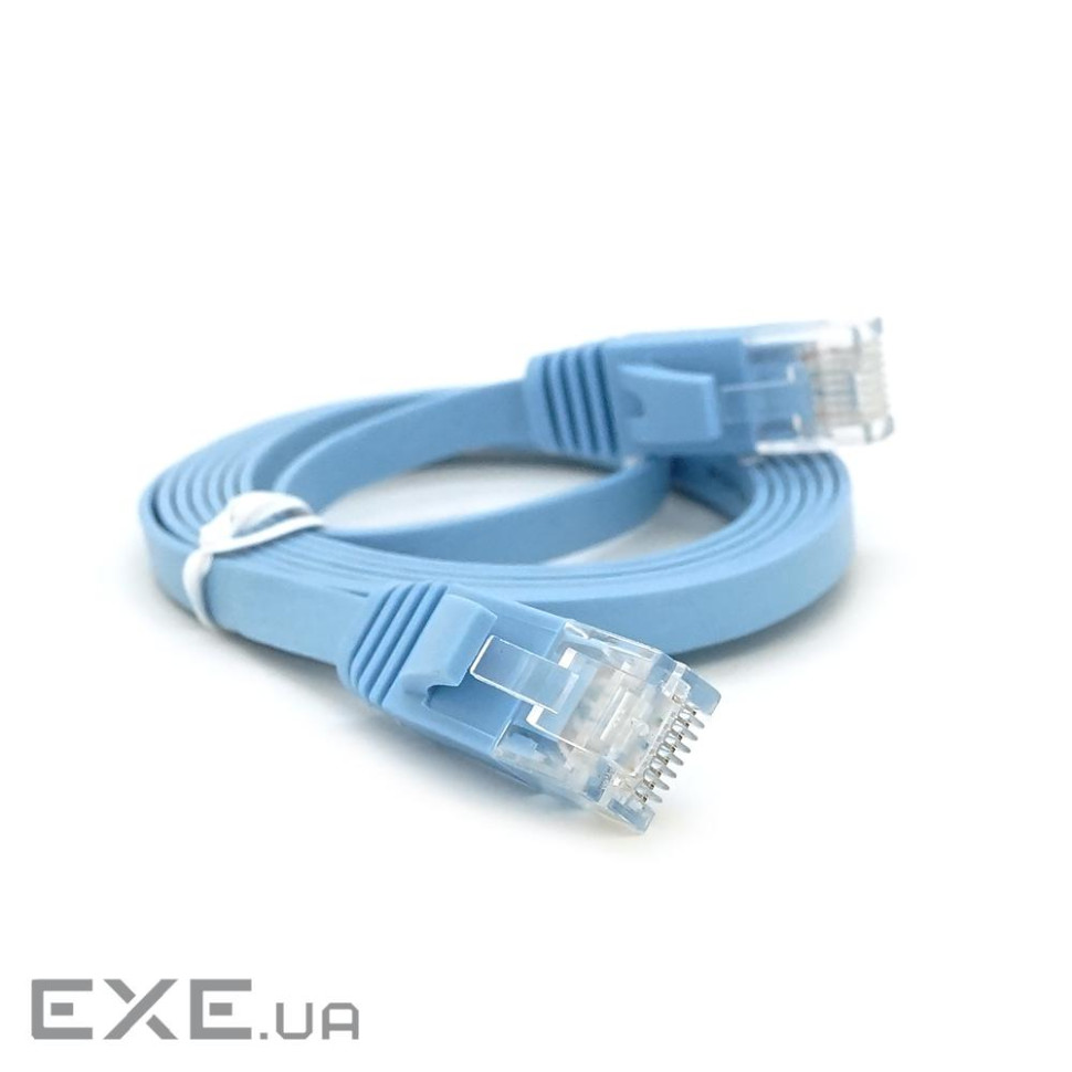 Патч-корд литий плоский WEEPDA, UTP, RJ45, Cat.6, 1.5m, синій (PCMF-CU6 / 1.5Bl) (PCMF-CU6 / 1.5Bl)