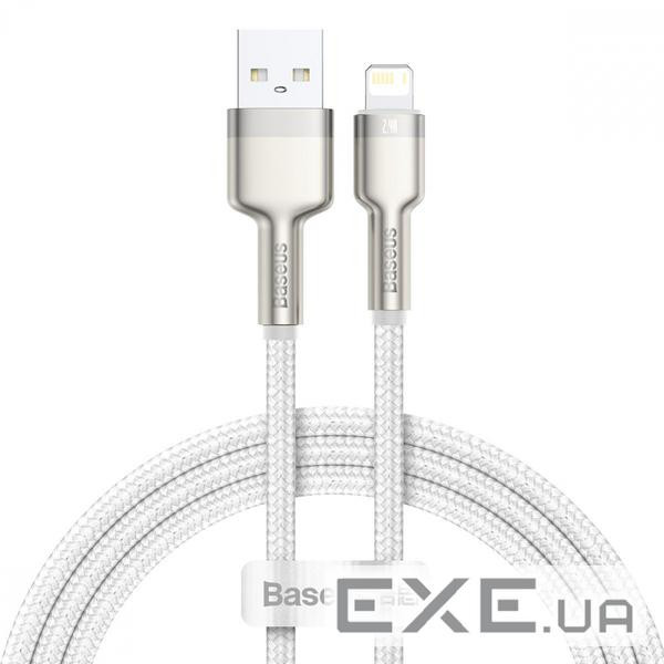 Дата кабель USB 2.0 AM to Lightning 1.0m Cafule Series Metal 2.4A White Baseus (CALJK-A02)