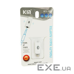 Перехідник KIN KY-196 Lighting(M) => Jack 3.5mm(F)+Bluetooth, White, Box KIN KY-196 Lighting(M) => Jack 3.5mm(F)+Bluetoo