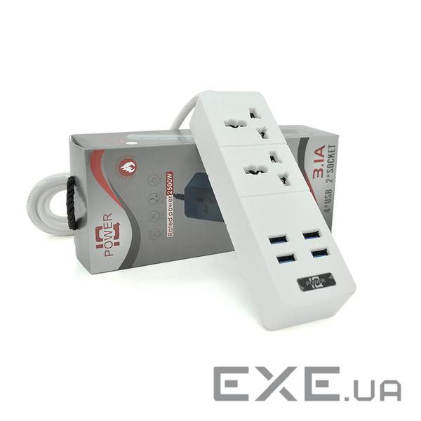 Фільтр мережевий 2 м, Voltronic ТВ-Т07, 2 розетки + 4 USB, 2 м , Black, Box