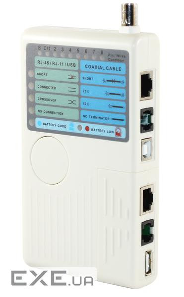 Тестер кабельний RJ-45/RJ-12/RJ-11/BNC/USB Merlion (NT-T040)