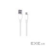 Дата кабель USB 2.0 AM to Micro 5P 1.0m Glow white 2E (2E-CCAM-WH_)