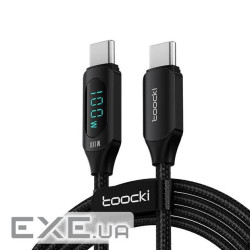 Кабель Type-C - Type-C, 1 м, Black, Toocki, 100 Вт, 5A, цифровий LED дисплей потужнос (TOTC1M100LBK)