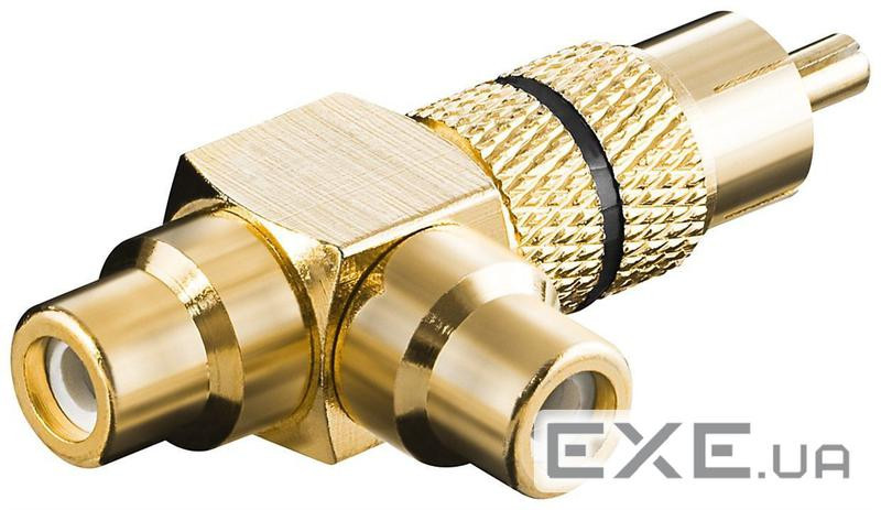 Перехідник аудіо RCA 1x2 M/F,адаптер Metal T-form Gold Black,золотистий (75.01.1387-1) (75.01.1387-1)