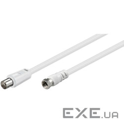 Кабель антенний RF:F-Coaxial M/M,5.0m 75 Ohm 2xShielded D=5.0mm,білий (75.01.1728-10) (75.01.1728-10)