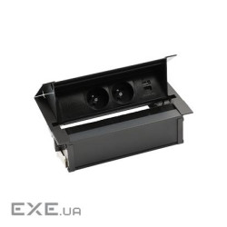 Розетк блок Simon487: 2x250В тип F, зарядн пристрій 2xUSB тип A+C, чорний (48730F20B000000-44)
