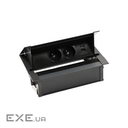 Розетк блок Simon487: 2x250В тип F, зарядн пристрій 2xUSB тип A+C, чорний (48730F20B000000-44)