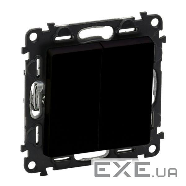 Перемикач 2-х клавішний Legrand Valena Life, 10AX, 250V, автоматичні клеми, матовий чорний (756308)
