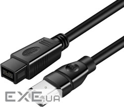 Кабель відео-сигнальний FireWire 9p-6p M/M 2.0m,AWG24+28 D=6.0mm 400Mbps,чорний (62.09.8419-1) (62.09.8419-1)