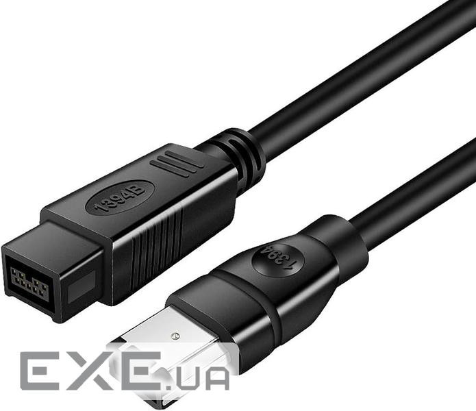 Кабель відео-сигнальний FireWire 9p-6p M/M 2.0m,AWG24+28 D=6.0mm 400Mbps,чорний (62.09.8419-1) (62.09.8419-1)