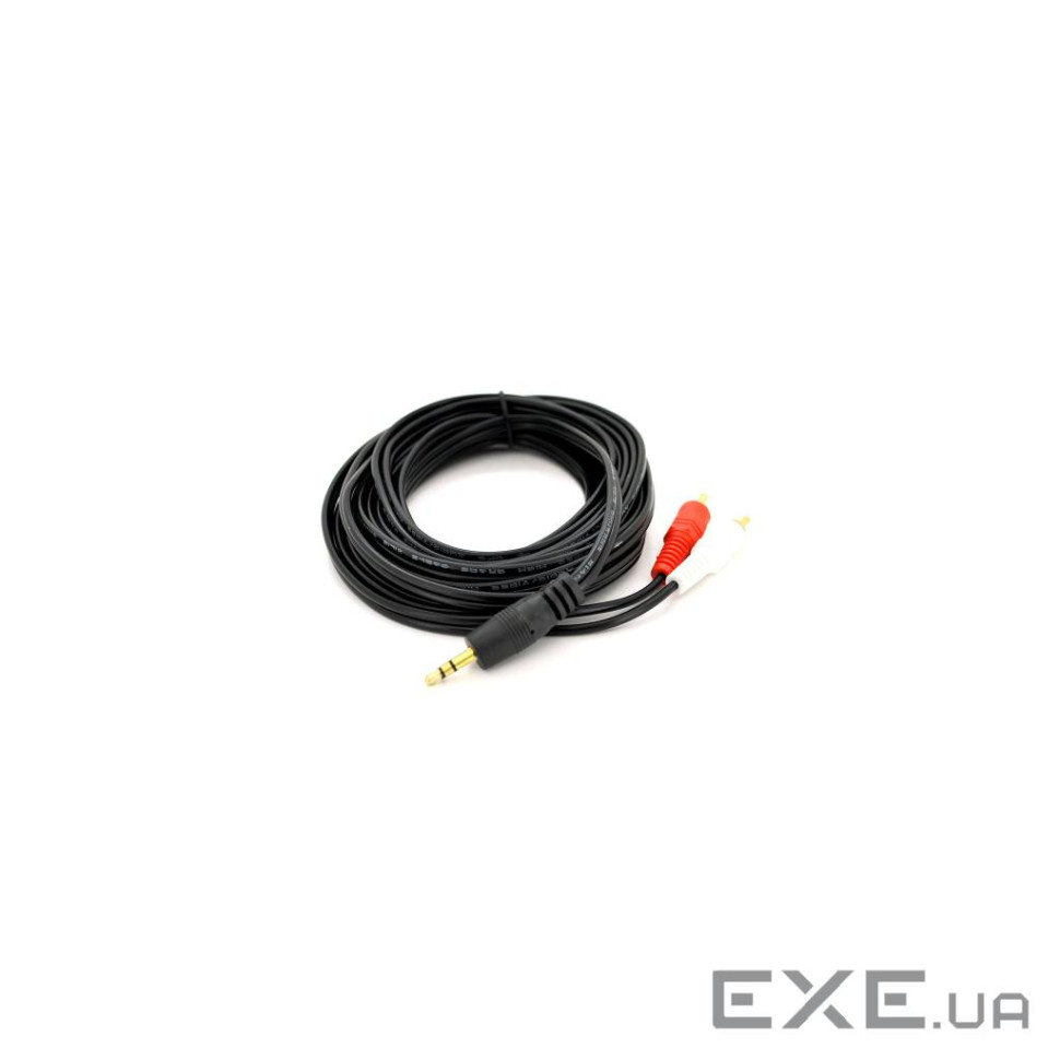Кабель мультимедійний 3.5mm M to 2xRCA M 5.0m black Voltronic (YT-3.5(M)/2хRCA(M)-5.0Cu)