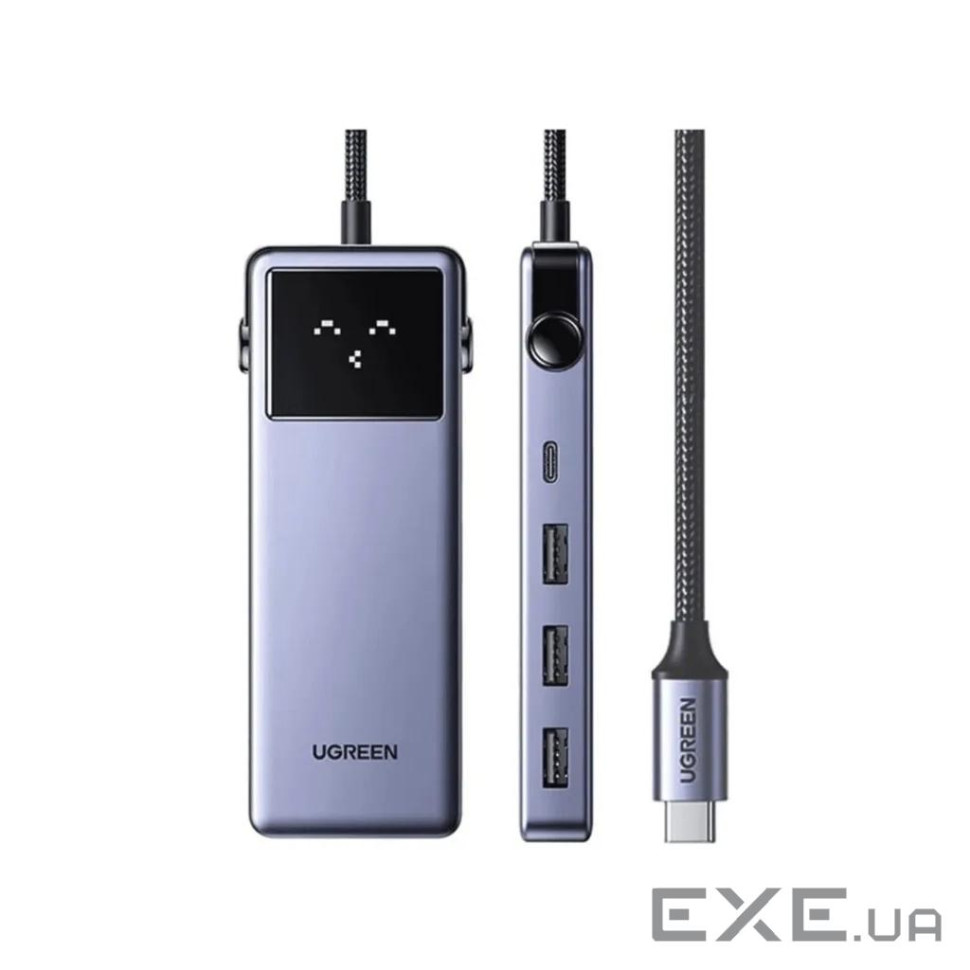 Концентратор Ugreen USB-C 7-in-1 3xUSB + 1xUSB-C + HDMI + RJ45 + PD 100W CM888 gray (45155)