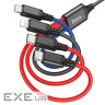 Кабель HOCO X76 4-in-1 USB-A to Lightning/Micro-USB/Type-C x 2 1м Black (6931474768650)
