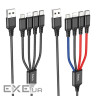 Кабель HOCO X76 4-in-1 USB-A to Lightning/Micro-USB/Type-C x 2 1м Black (6931474768650)