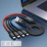 Кабель HOCO X76 4-in-1 USB-A to Lightning/Micro-USB/Type-C x 2 1м Black (6931474768650)