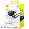 Зарядний пристрій Baseus 1xUSB-C 30W + 1xUSB + cable USB-C to USB-C 60W 1.0m (P1011160A113-01)