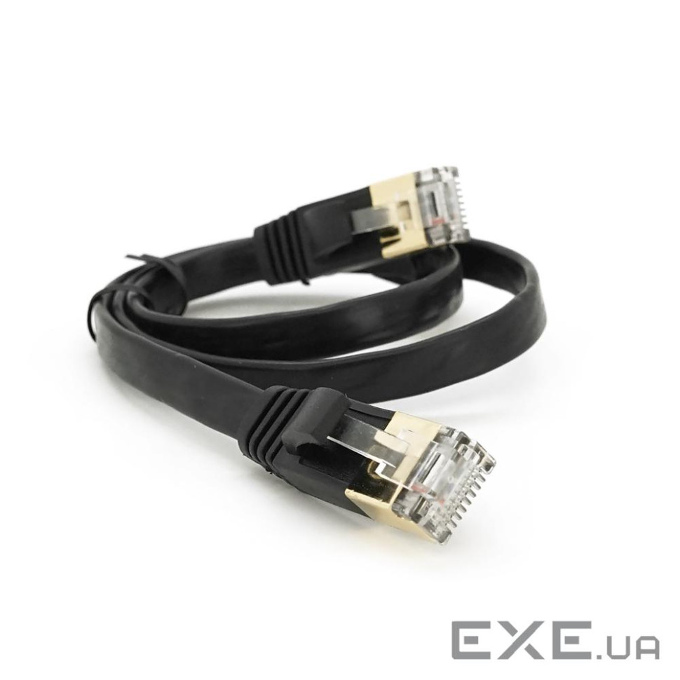Патч-корд літій плоский WEEPDA, UTP, RJ45, Cat.7, 0.5m, Cu, чорний (PCMF-CU7 / 0.5Bk)