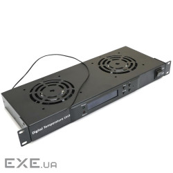 Блок 2-х вентиляторний 19'' 1U до шкафів з вимикачем та цифровим термостатом (KD700502)