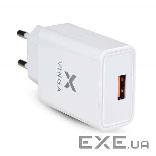 Зарядний пристрій Vinga QC3.0 Quick Wall Charger 1xUSB 18W Max (VWCQAW)