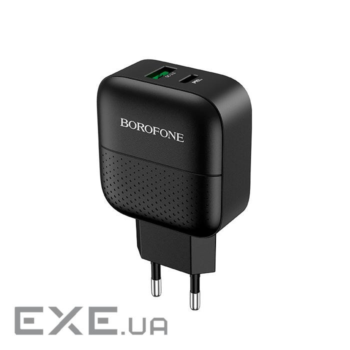 Зарядний пристрій BOROFONE BA46A Premium 1xUSB-C PD + 1xUSB QC3.0 18W Black (6931474727336)