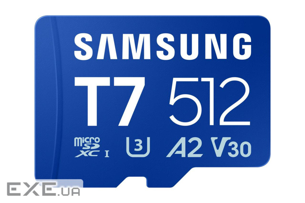 Карта пам"яті SAMSUNG MICRO SDXC T7 512GB, U3, V30, A2 до 170 Мб/с (MB-MB512T/WW)