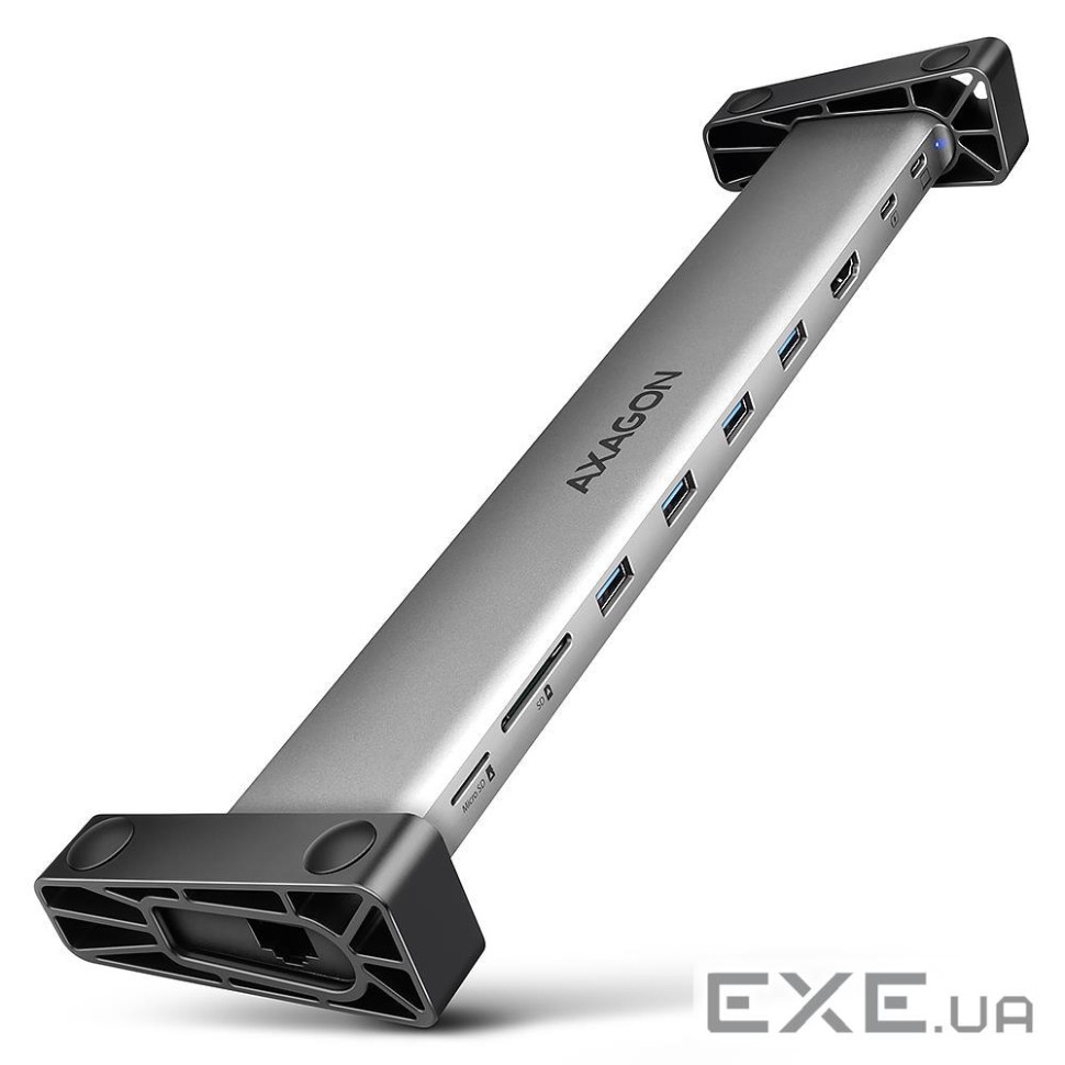 Хаб концентратор AXAGON HMC-10HLS USB-C 5Гбіт/с 9in1 hub, сірий