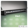 Хаб концентратор AXAGON HMC-10HLS USB-C 5Гбіт/с 9in1 hub, сірий