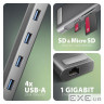 Хаб концентратор AXAGON HMC-10HLS USB-C 5Гбіт/с 9in1 hub, сірий