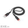 Кабель HOCO X59 USB to iP 2.4A, 1m, nylon, TPE connectors, Black (6931474744869)