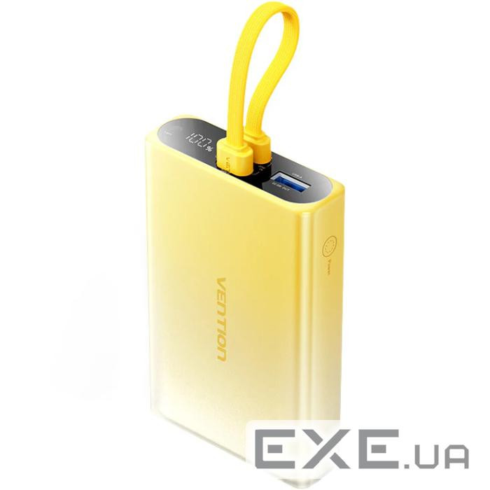 УМБ Vention 10000 mAh 22,5W PD, USB-A, USB-C In/Out, Lightning In/Out, Yellow (FHZY0)