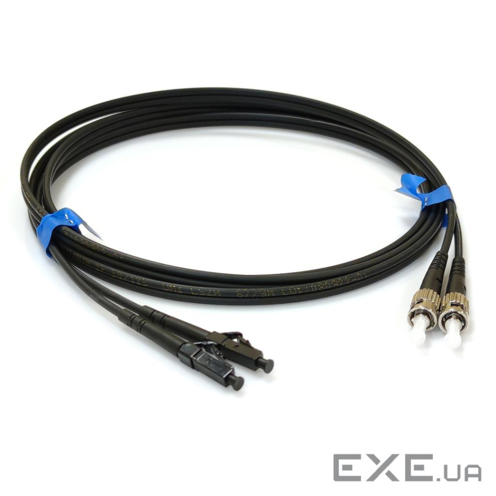 Патчкорд ST/UPC-LC/UPC MM (G50-OM3) 0.5м Duplex чорний (UPC-0.5STLC(MM)D(ON)BK)