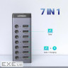 Концентратор Ugreen USB 3.0 to 7xUSB 3.0 with power supply CM481 gray (90307)
