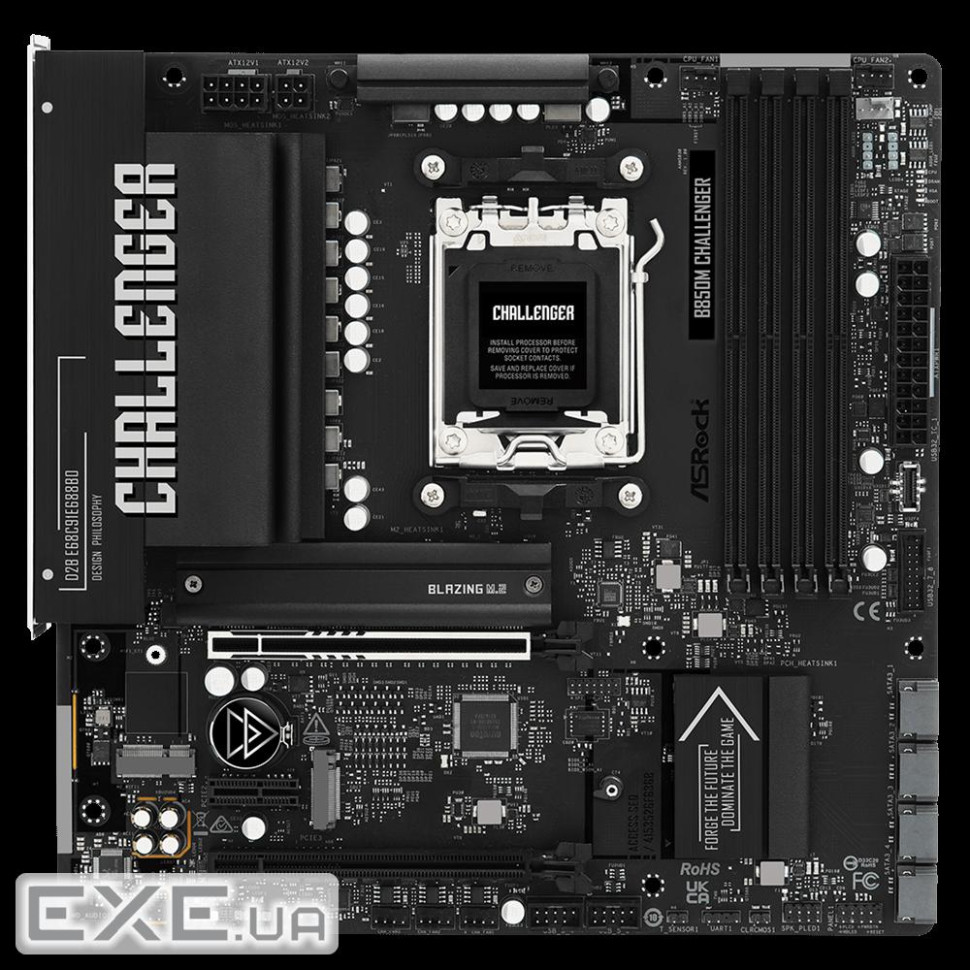 Mатеринська плата sAM5 AMD B850 4xDDR5 HDMI 2xM.2 2.5GbE LAN mATX ASROCK B850M CHALLENGER