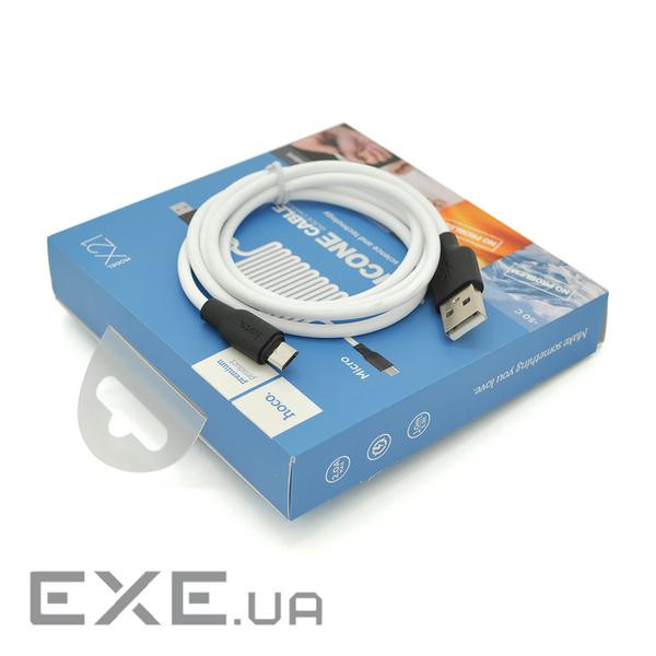 Кабель Hoco X21 Silicone, Micro-USB, 2.4A, White, довжина 1,2 м , BOX (X21 Plus Silicone)