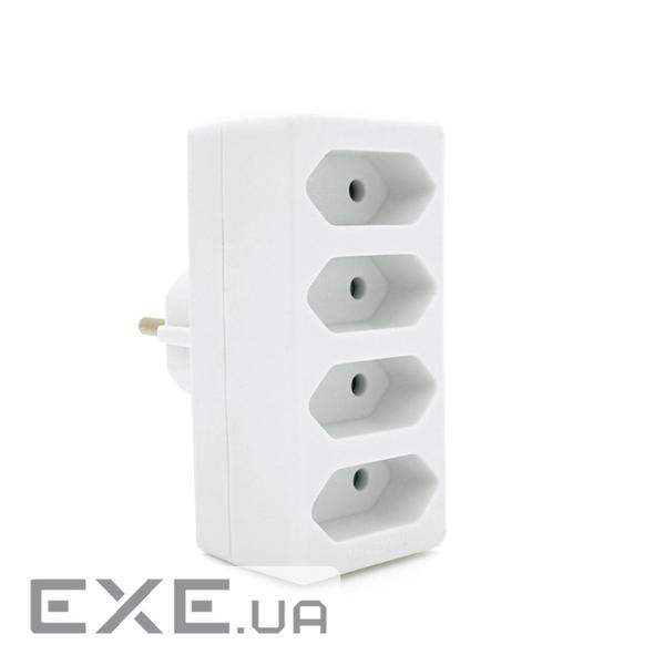 Розетка 4-х місна без заземлення SQ-ZDB01 / 4, 4x2.5A(10A) 250V~Max, 2300W, White, 2Р, Q100 , Q100