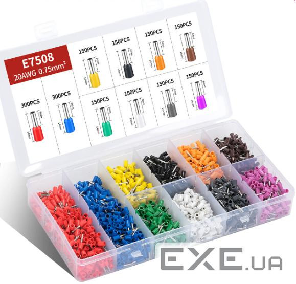 Набір клем / наконечників 1800шт VE7508 (R-300, B-300, Y-150, Bl-150, O-150, P-150, G (VE7508(1800)) VE7508 (R-300, B-30