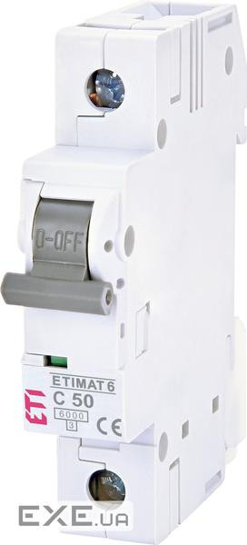 Автоматичний вимикач ETI, ETIMAT 6 1p З 50А (6 kA) (2141521)