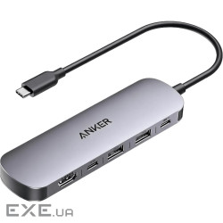USB-Хаб/Док-станція ANKER Nano USB-C Hub 7-in-1, PD in 100W, 4K HDMI, 2xUSB-A, USB-C, SD (A83D2HA1)