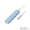 Концентратор J5create USB-C to 4xUSB-C 3.2 10Gbps cyan (JCH345EC-N)